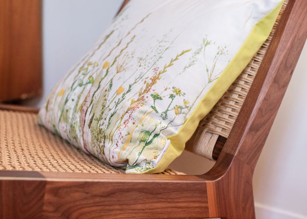 Linen-Cotton Cushion featuring a meadow inspired by artwork by Ruth Osborne Art