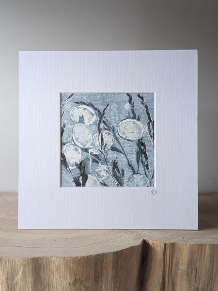 Honesty Seeds Monoprint on Fabriano Paper