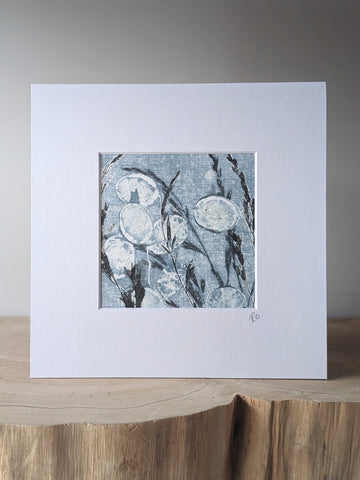 Honesty Seeds Monoprint on Fabriano Paper